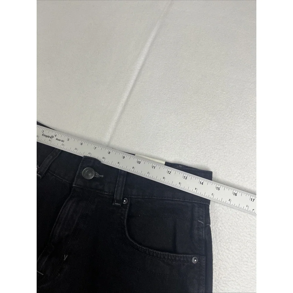 We The Free Benji Relaxed Wide Leg Button Hem Black Denim Jeans 27